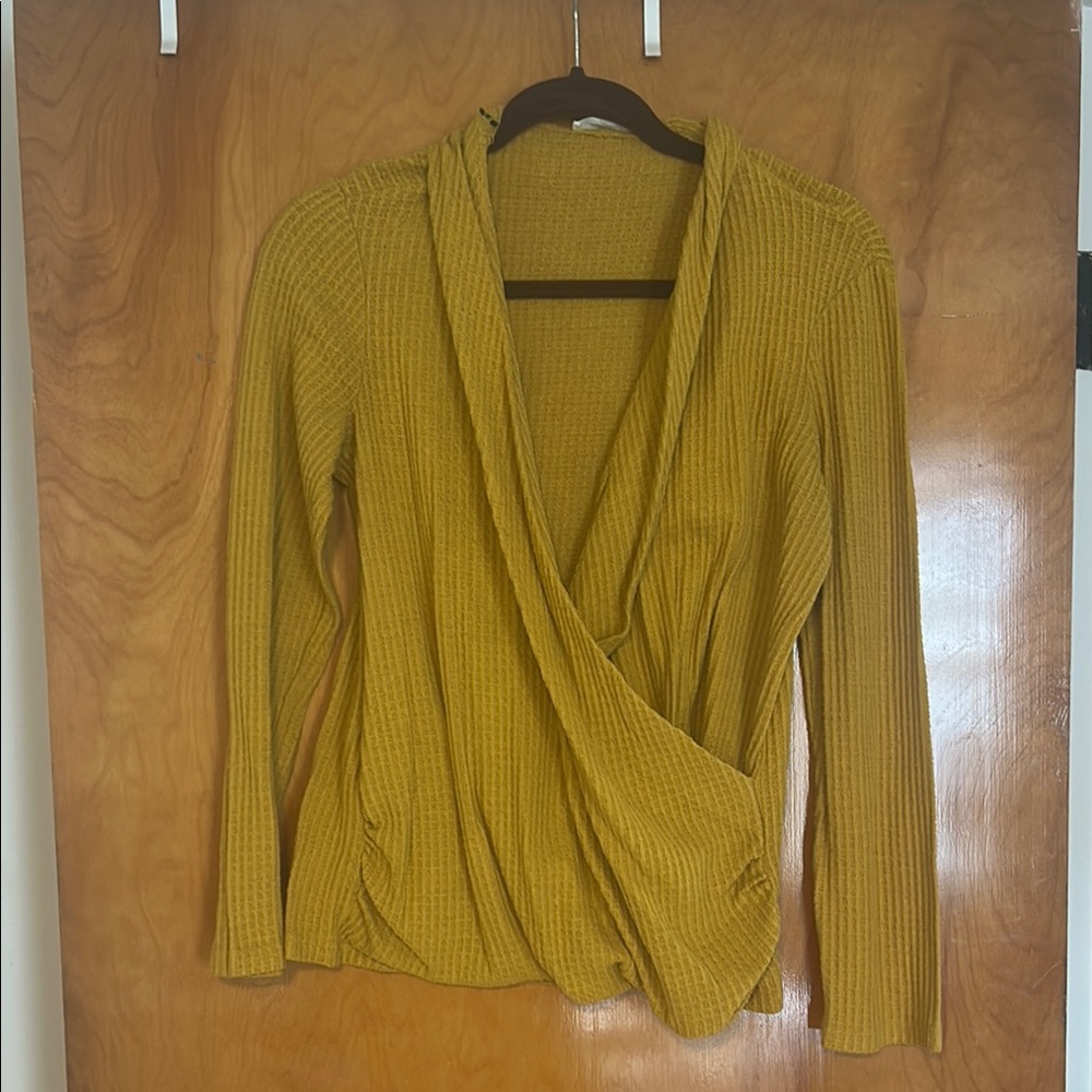 Pleione Mustard V-Neck Sweater
